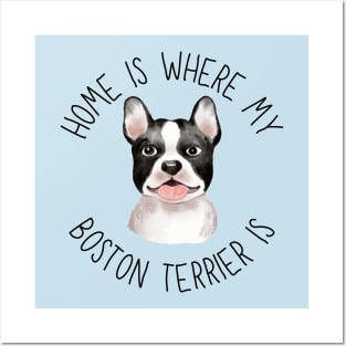 Home is Where My Boston Terrier Is Dog Breed Lover Watercolor Posters and Art